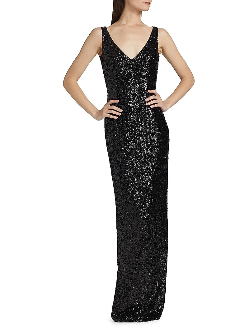 Sleeveless Sequined Gown