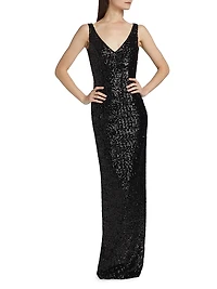Sleeveless Sequined Gown