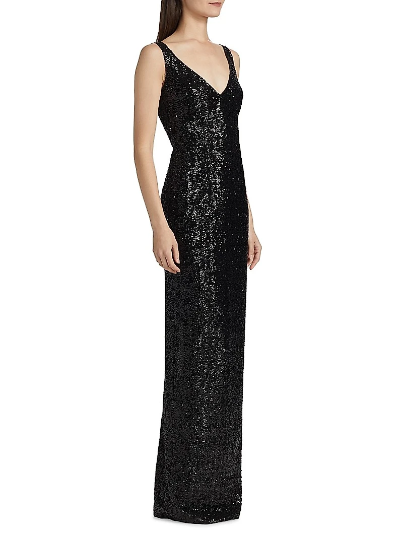 Sleeveless Sequined Gown