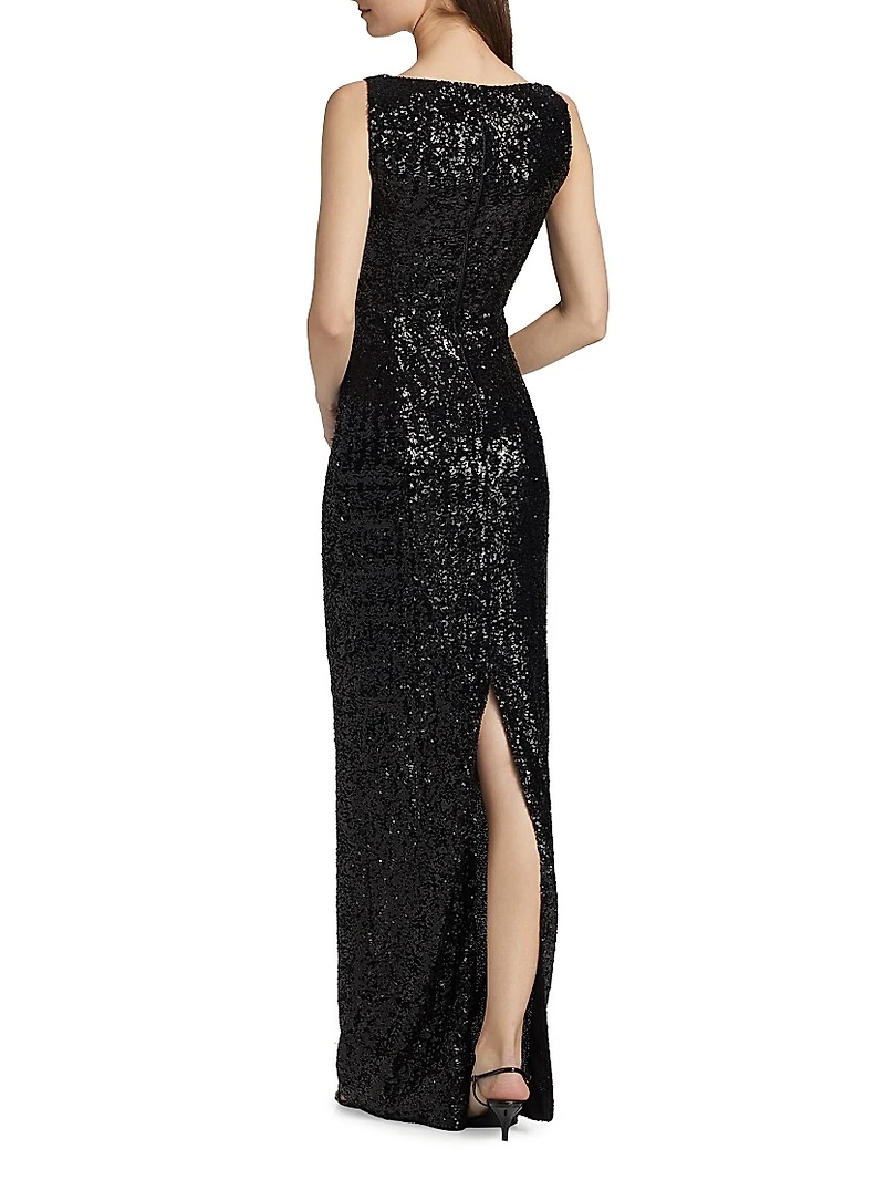 Sleeveless Sequined Gown
