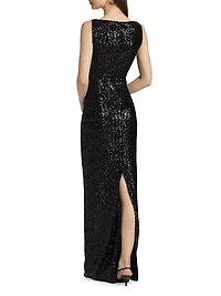 Sleeveless Sequined Gown