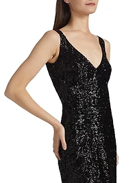 Sleeveless Sequined Gown