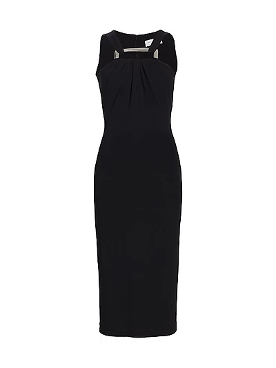 Jersey & Metal-Insert Midi-Dress