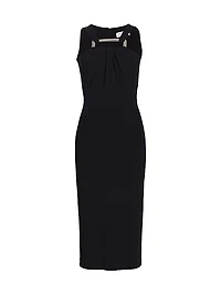 Jersey & Metal-Insert Midi-Dress