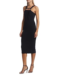 Jersey & Metal-Insert Midi-Dress