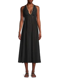 Cotton Silk Voile Halter Maxi Dress