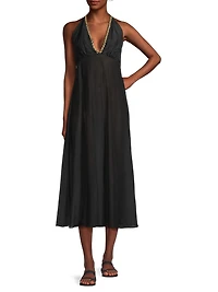 Cotton Silk Voile Halter Maxi Dress