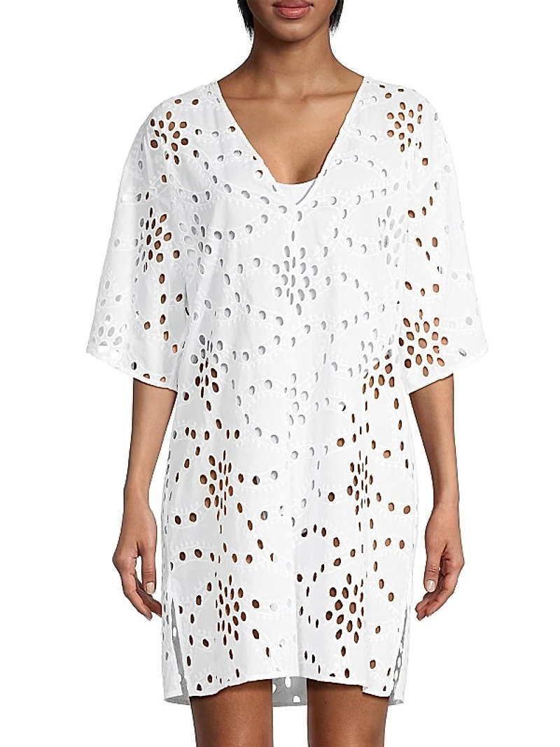 Cotton Eyelet V-Neck Minidress