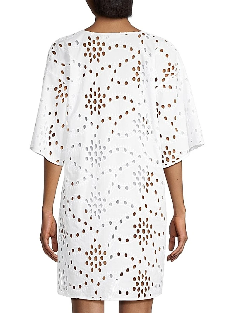 Cotton Eyelet V-Neck Minidress