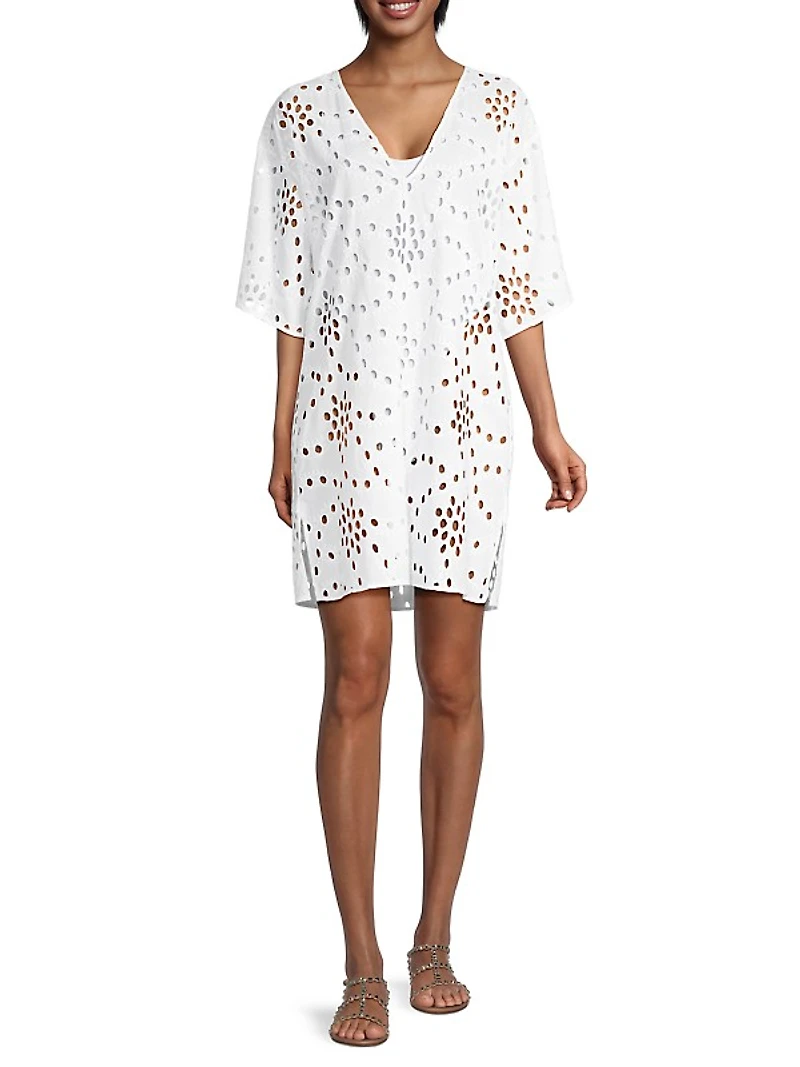 Cotton Eyelet V-Neck Minidress