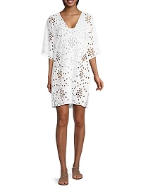 Cotton Eyelet V-Neck Minidress