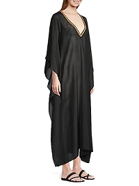 Cotton Silk Voile V-Neck Maxi Dress