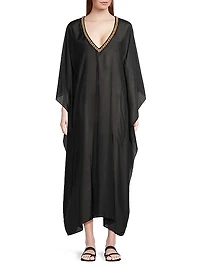 Cotton Silk Voile V-Neck Maxi Dress