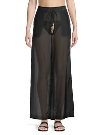 Cotton Silk Voile Wide-Leg Pants