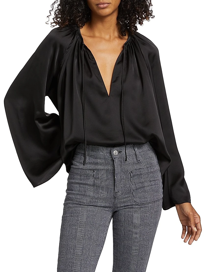 Shirred Satin Blouse