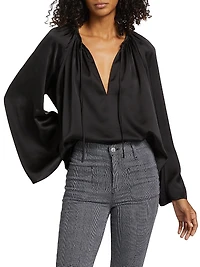 Shirred Satin Blouse
