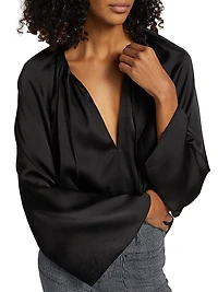 Shirred Satin Blouse