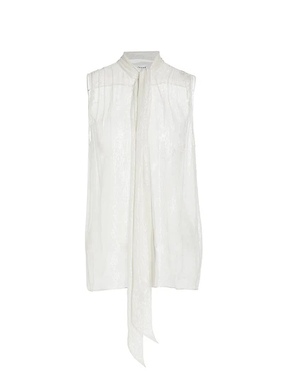 Metallic Silk Sleeveless Tieneck Blouse