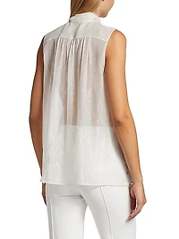 Metallic Silk Sleeveless Tieneck Blouse