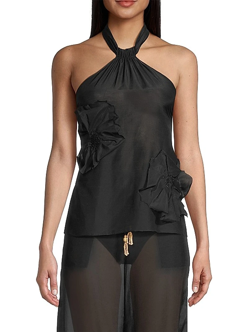 Cotton Silk Voile Halter Top