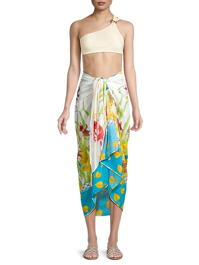 Aquatic Cotton-Silk Sarong