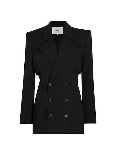 Wool-Blend Double-Breasted Blazer