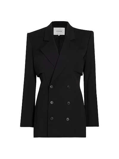 Wool-Blend Double-Breasted Blazer