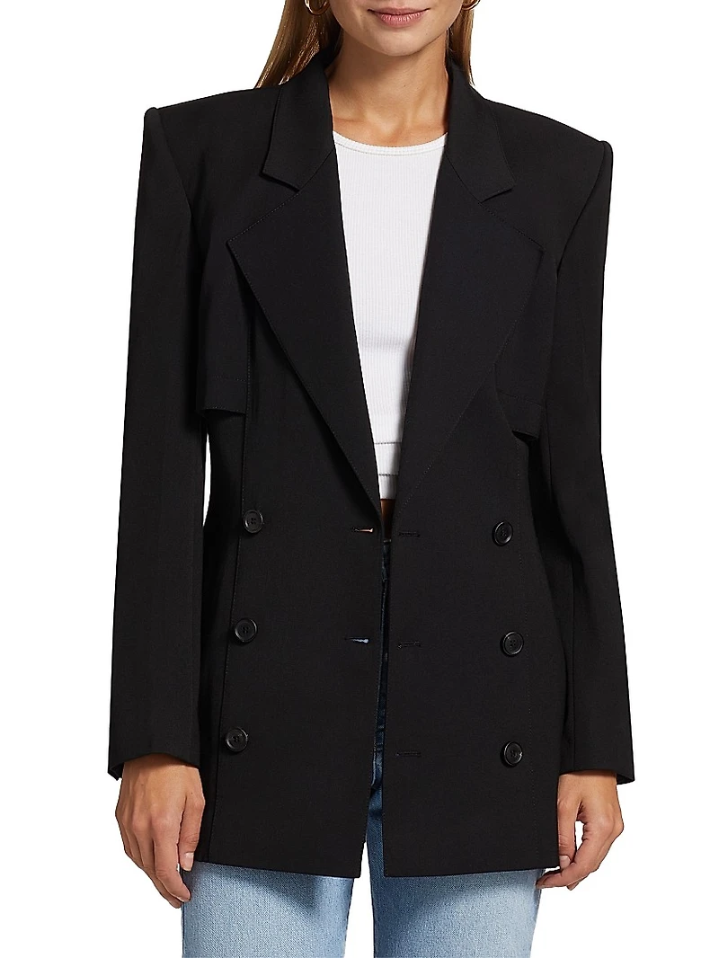 Wool-Blend Double-Breasted Blazer