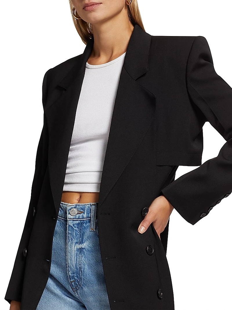 Wool-Blend Double-Breasted Blazer
