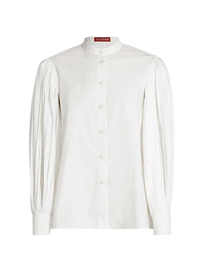 Patsy Pleated-Sleeve Cotton-Blend Shirt