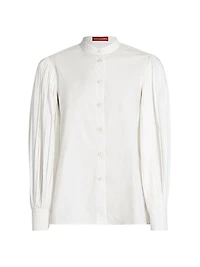 Patsy Pleated-Sleeve Cotton-Blend Shirt