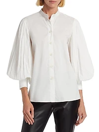 Patsy Pleated-Sleeve Cotton-Blend Shirt