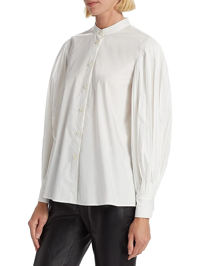 Patsy Pleated-Sleeve Cotton-Blend Shirt
