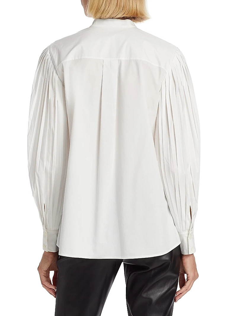Patsy Pleated-Sleeve Cotton-Blend Shirt