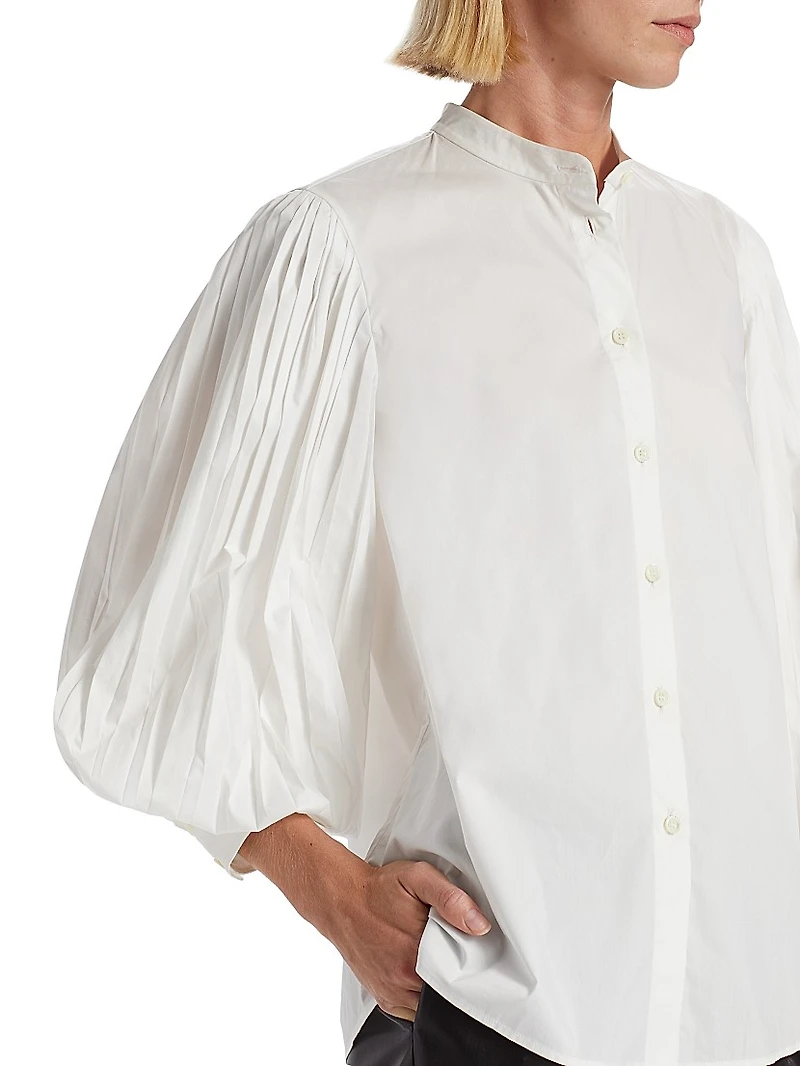 Patsy Pleated-Sleeve Cotton-Blend Shirt