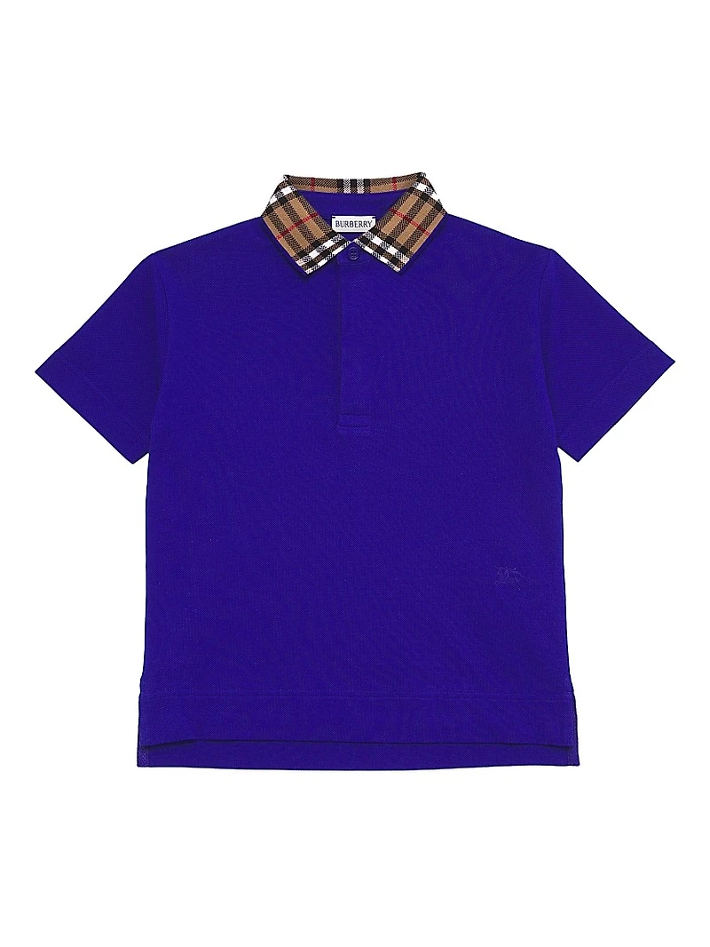Boy's Check Collar Polo Shirt