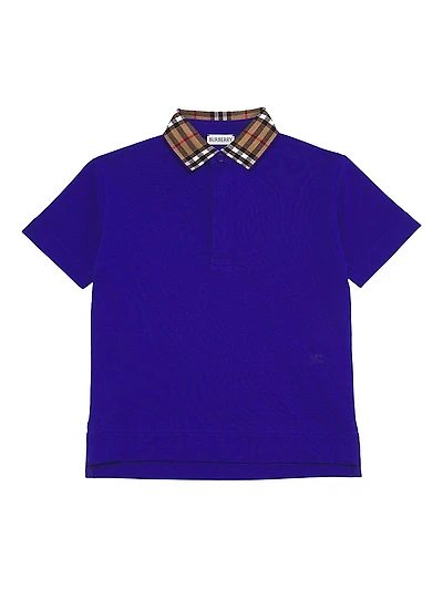 Boy's Check Collar Polo Shirt