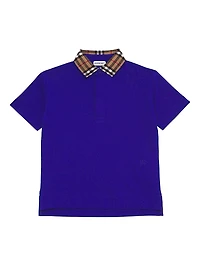 Boy's Check Collar Polo Shirt
