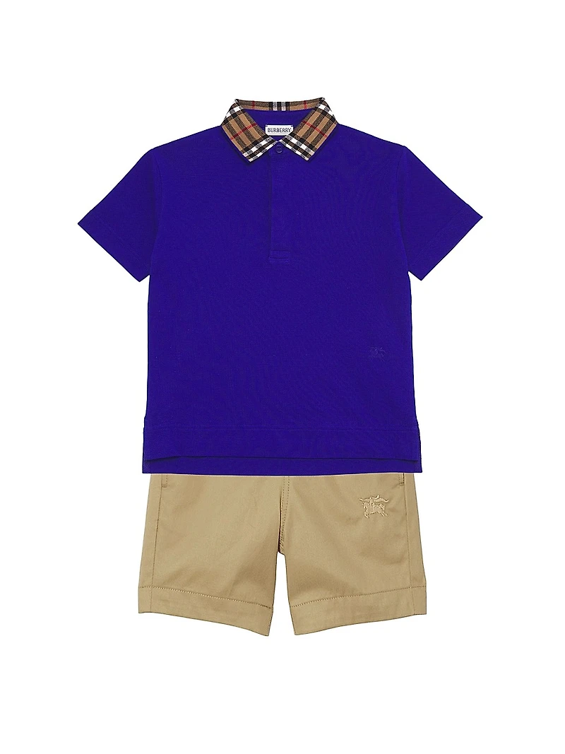 Boy's Check Collar Polo Shirt