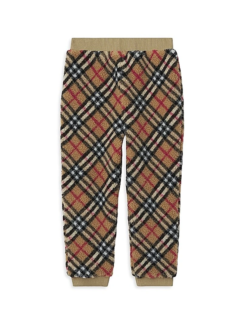 Baby Girl's, Little Girl's & Girl's Check Sherpa Joggers