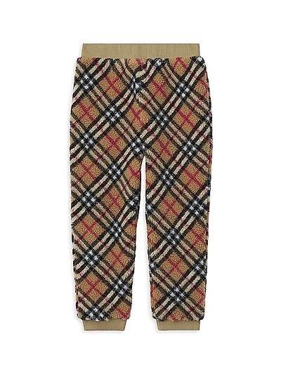Baby Girl's, Little Girl's & Girl's Check Sherpa Joggers
