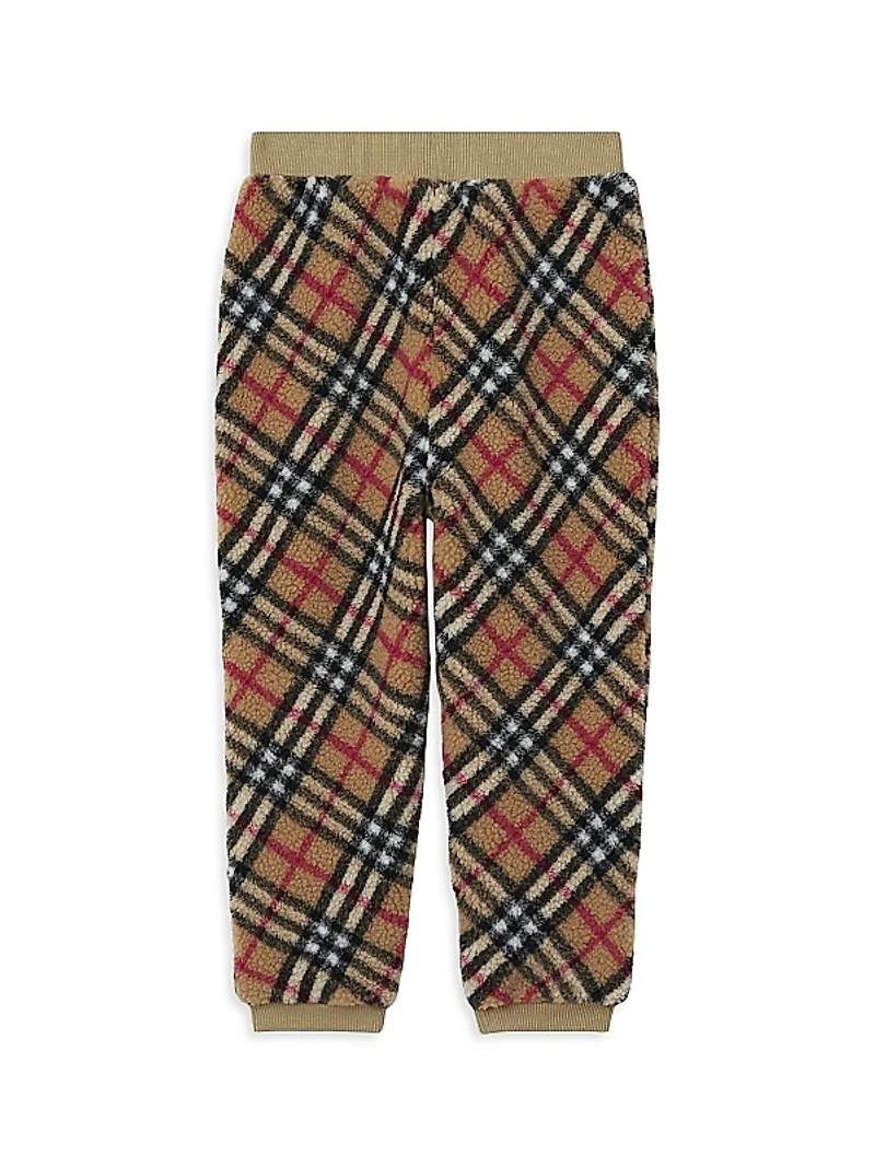 Baby Girl's, Little Girl's & Girl's Check Sherpa Joggers