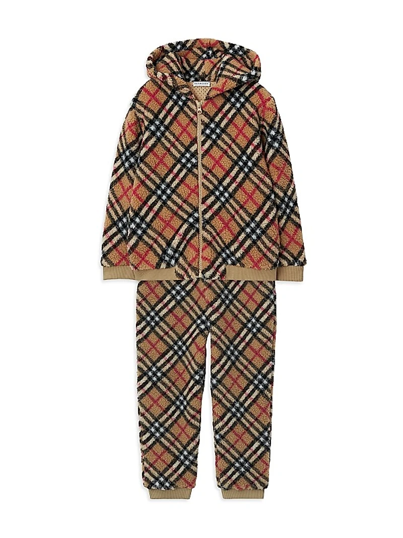 Baby Girl's, Little Girl's & Girl's Check Sherpa Joggers
