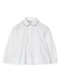 Little Girl's & Lauren Stretch Cotton Poplin Peplum Blouse