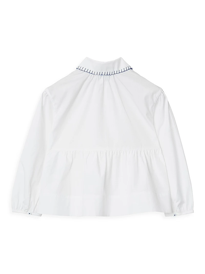 Little Girl's & Lauren Stretch Cotton Poplin Peplum Blouse