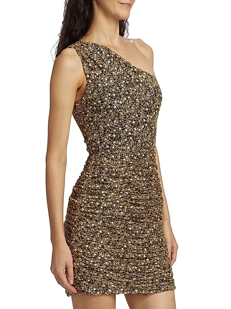 Mallory Metallic One-Shoulder Minidress