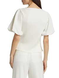 Ribbed Puff-Sleeve Top