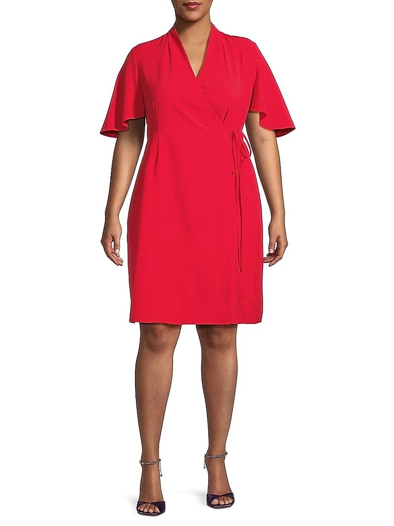 Butterfly-Sleeve Wrap Dress