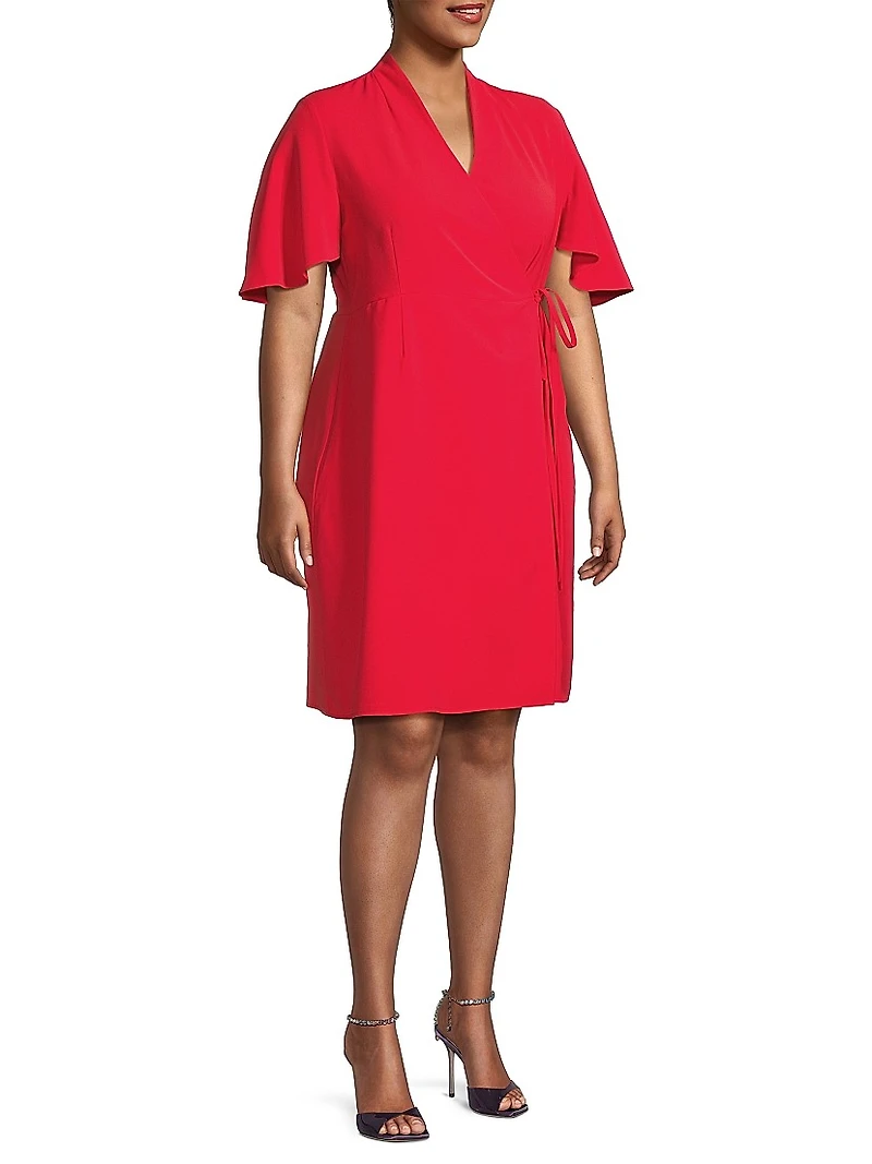 Butterfly-Sleeve Wrap Dress