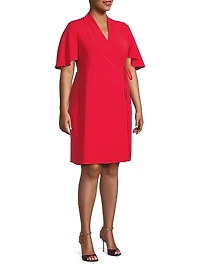 Butterfly-Sleeve Wrap Dress